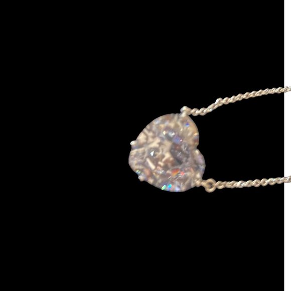 Cubic Zircona Heart Cut Solitaire Necklace W/ Chain & Earrings set - Picture 2 of 2